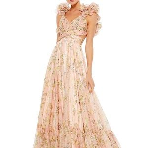 Mac Duggal Ieena Floral Chiffon Gown - Worn Once, Perfect Condition